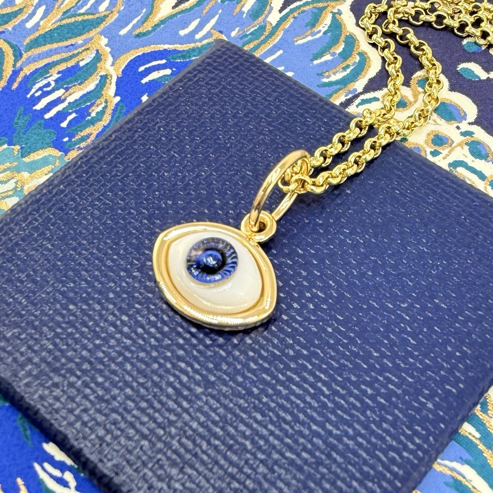14k Blue Eye (Ojo) Pendant Charm, Newly Handcrafted