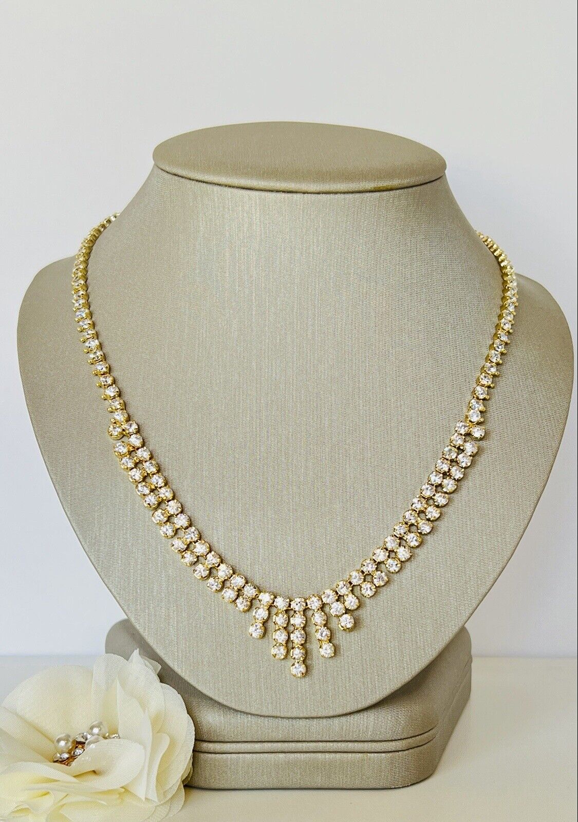 Gorgeous Vintage Cubic Zirconia "Cleopatra" Necklace, 19" New