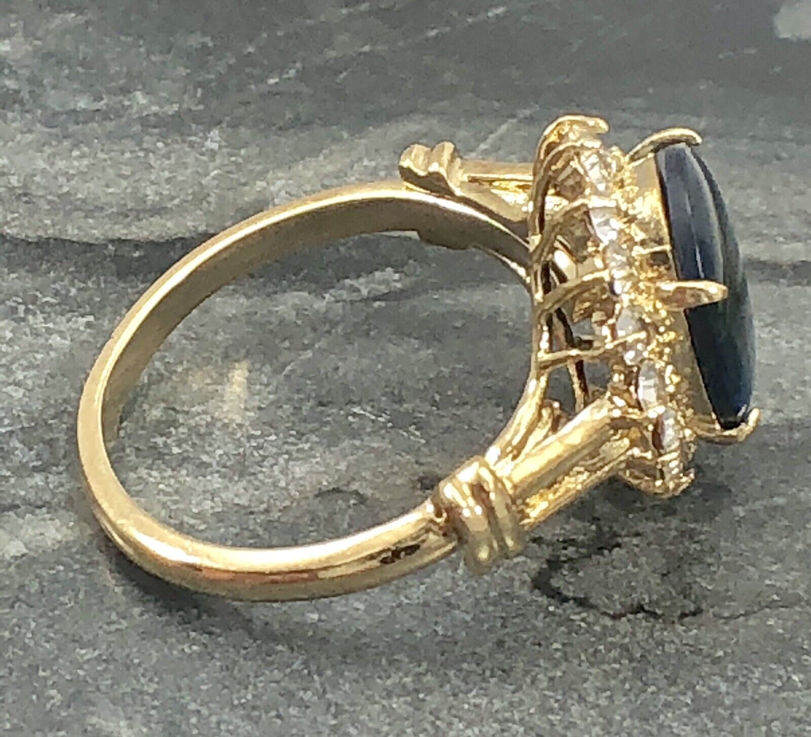 Genuine Abalone and Made With Swarovski HGE Adjustable 6-9 Ring, New