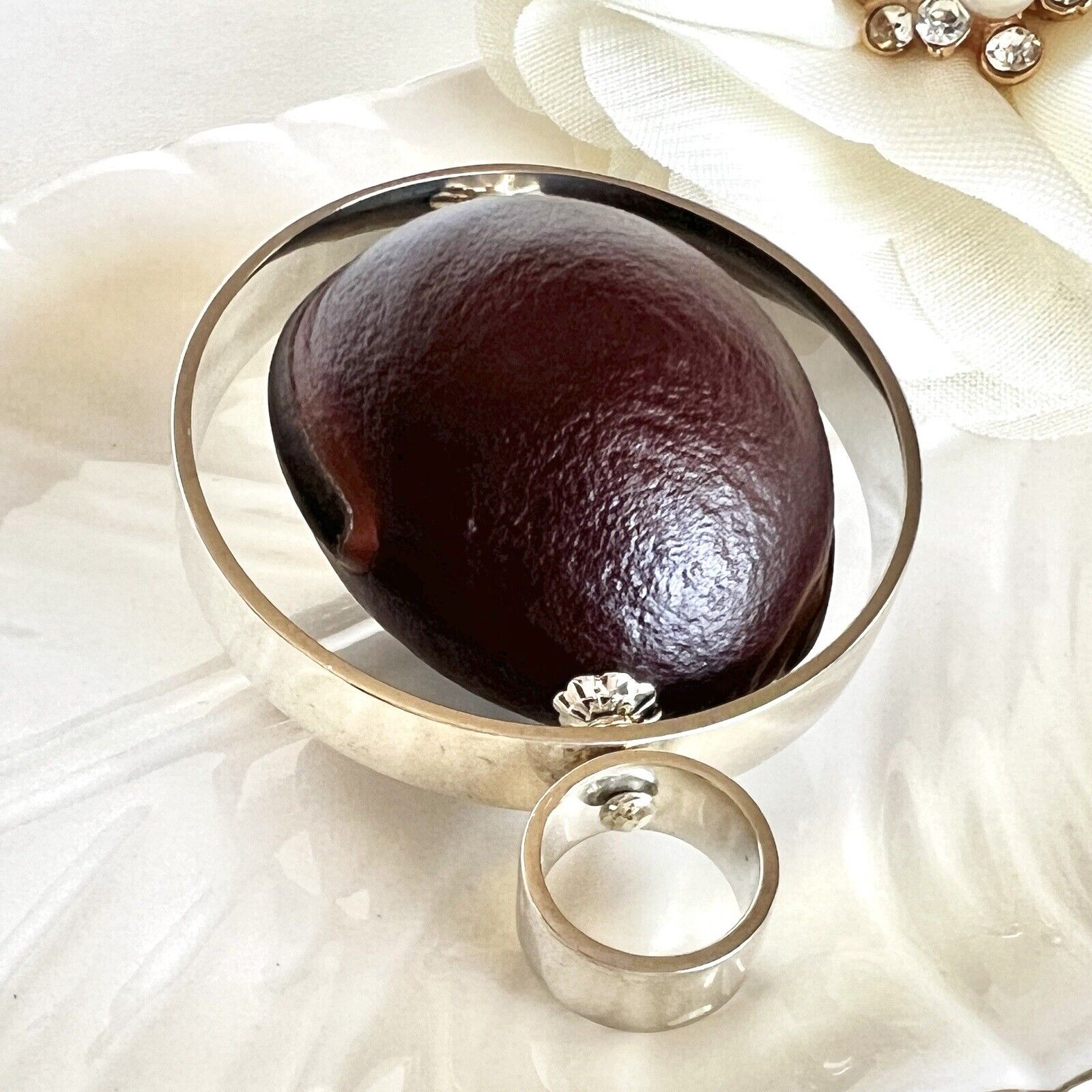 Ojo De Buey (Bulls Eye) Sterling Silver Spinner Pendant, New, 1.6"