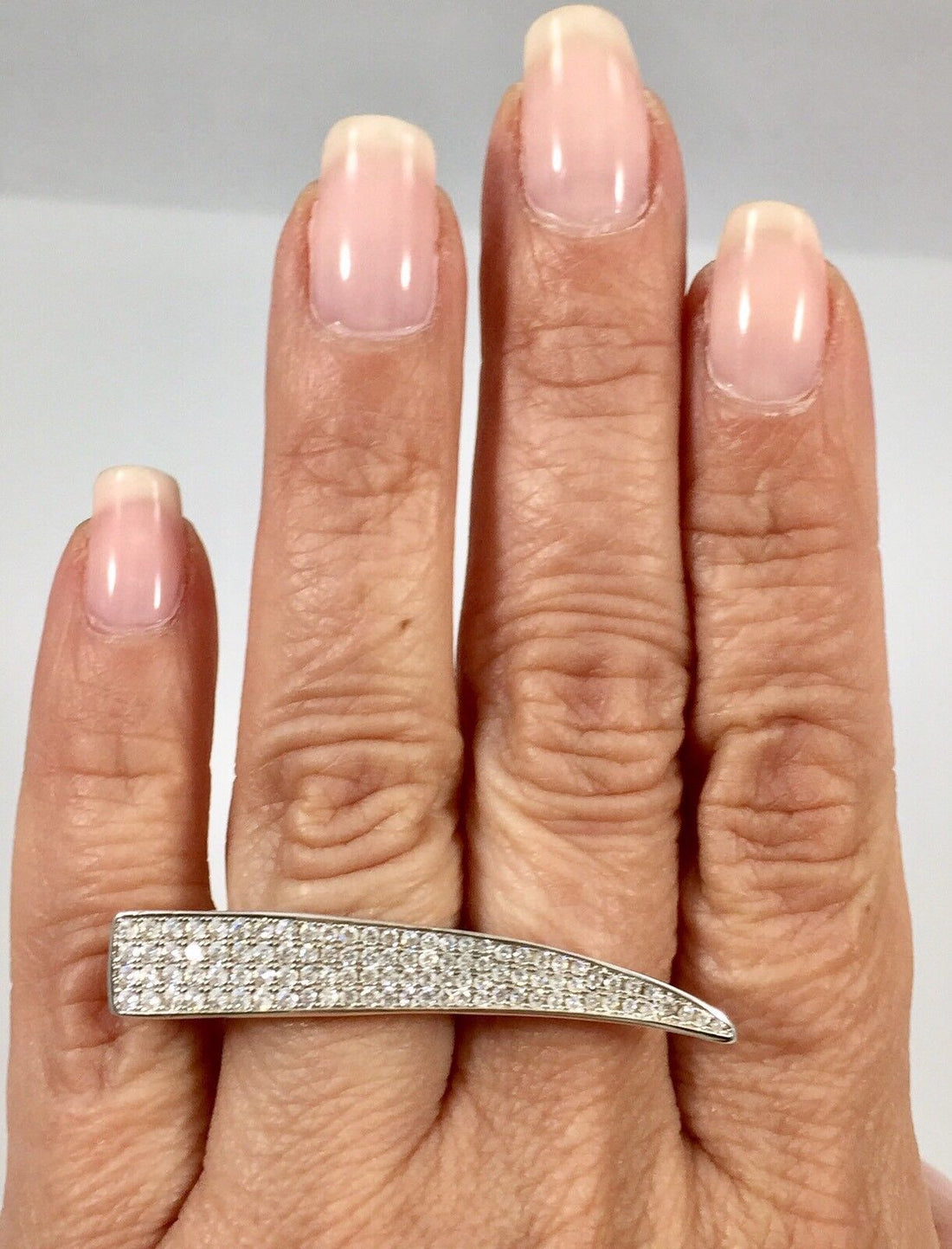Chic Curved Spur Design With Cubic Zirconia Sterling Silver/Vermeil Ring, New