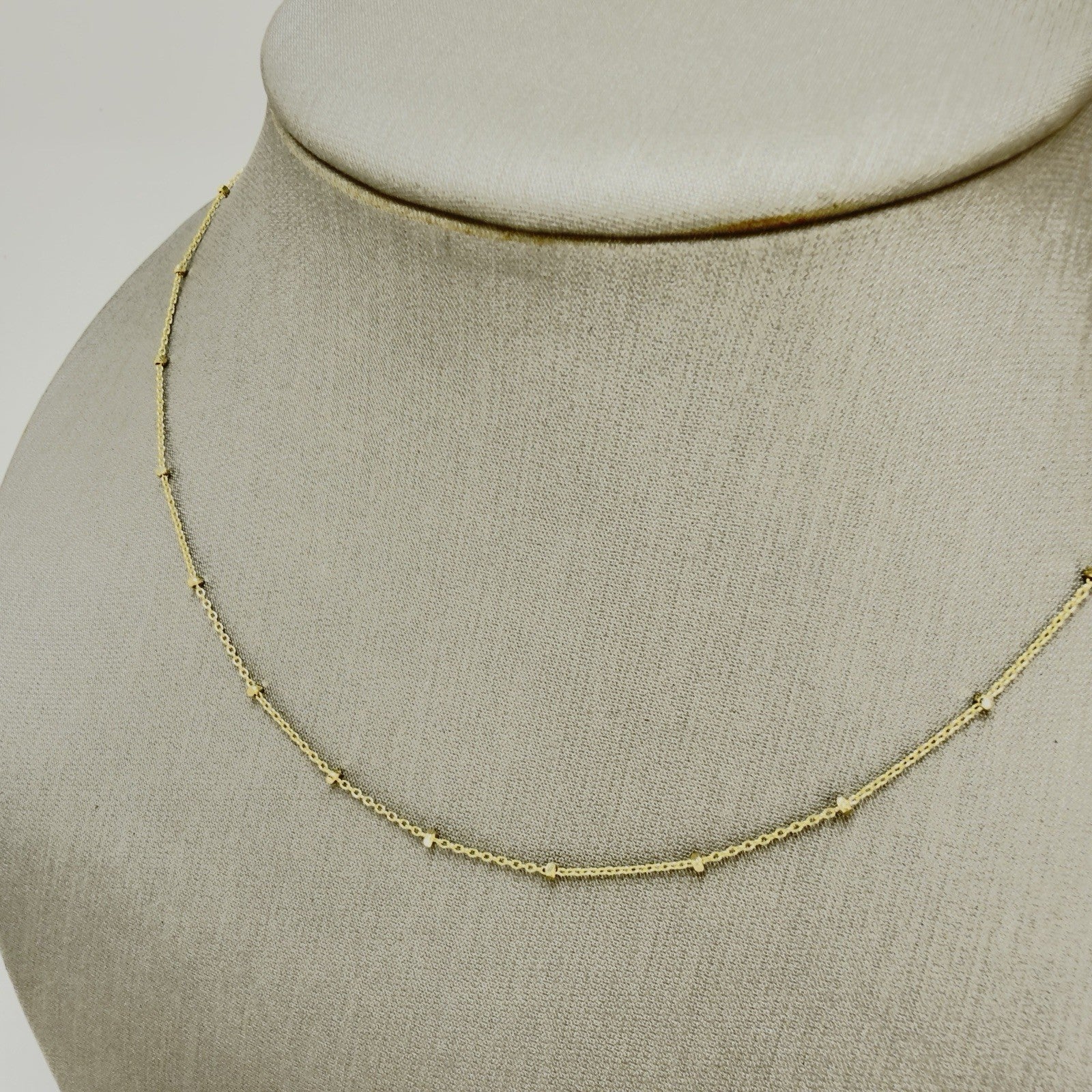 14k Yellow Gold Diamond-Cut Ball Station Chain, 16", New