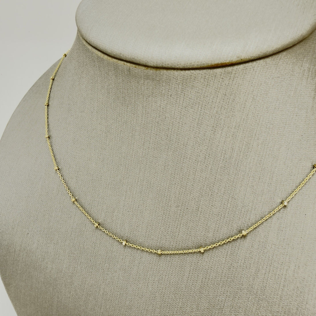 14k Yellow Gold Diamond-Cut Ball Station Chain, 16", New