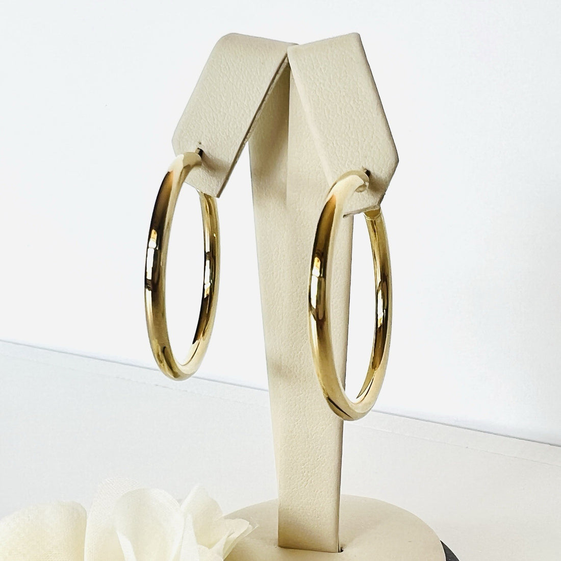 Solid 14k Yellow Gold 3mm Thick Hoop Earrings 30mm Diameter, New