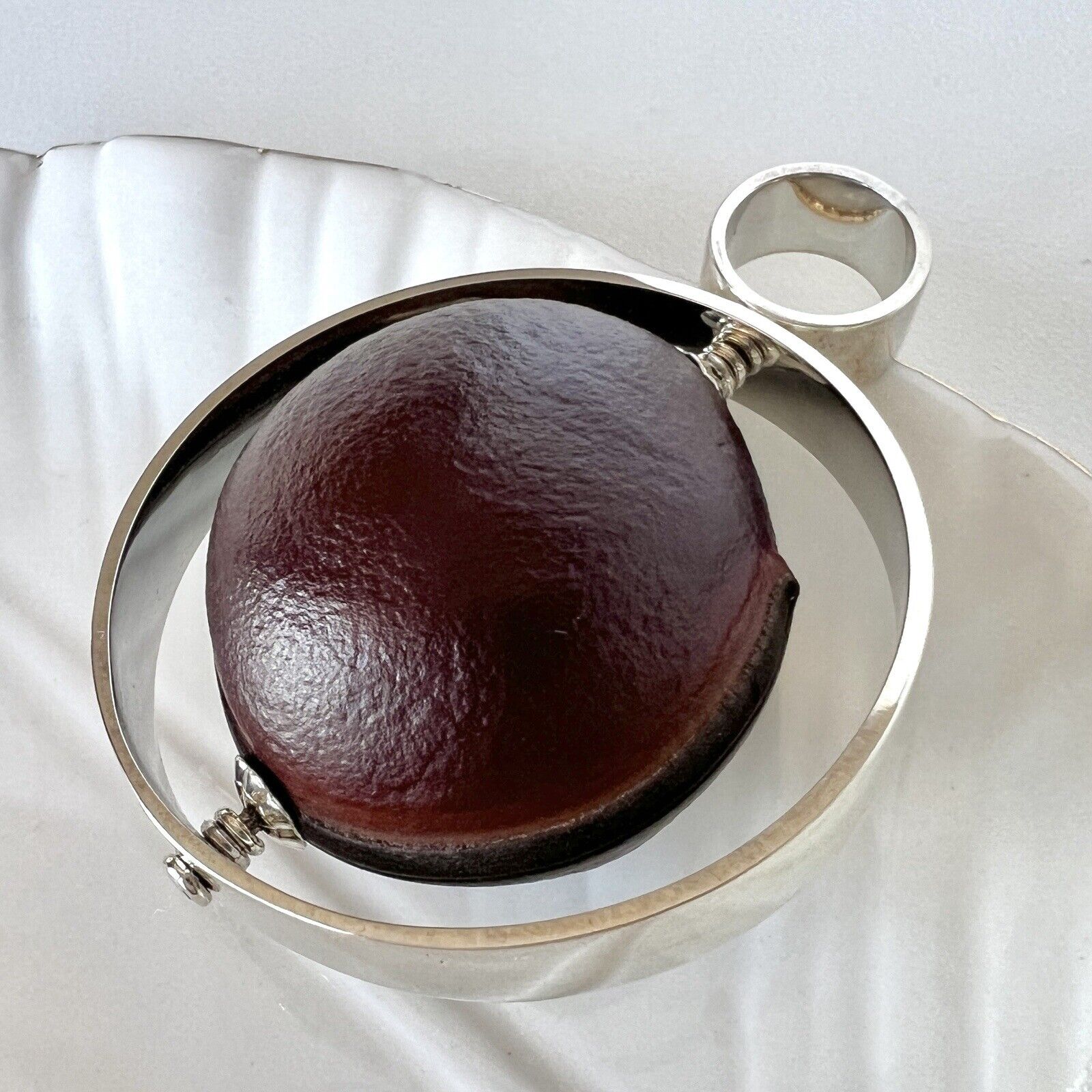 Ojo De Buey (Bulls Eye) Sterling Silver Spinner Pendant, New, 1.6"