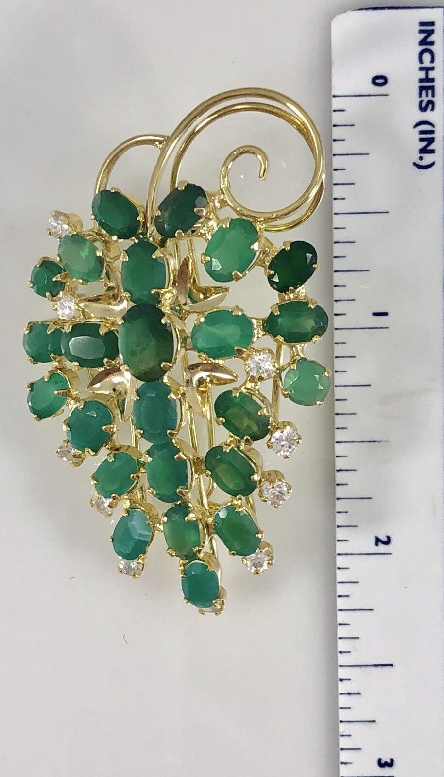 Genuine Green Chalcedony Grape Cluster Pin or Pendant 22kt HGE, New, Size 2.25"