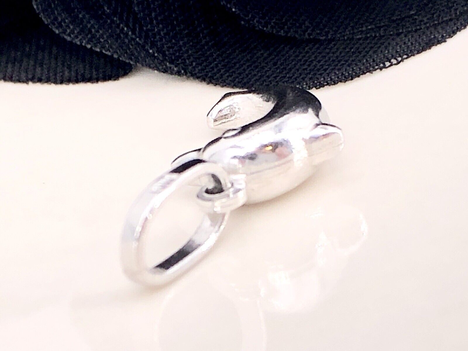 Jumping Dolphin Solid 14K White Gold Puffy 2 Sided Charm/Pendant, New