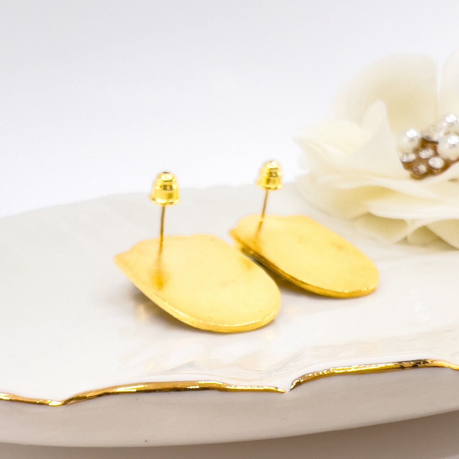 Genuine Emerald 22k Gold Over Sterling Silver Dangle Earrings, New