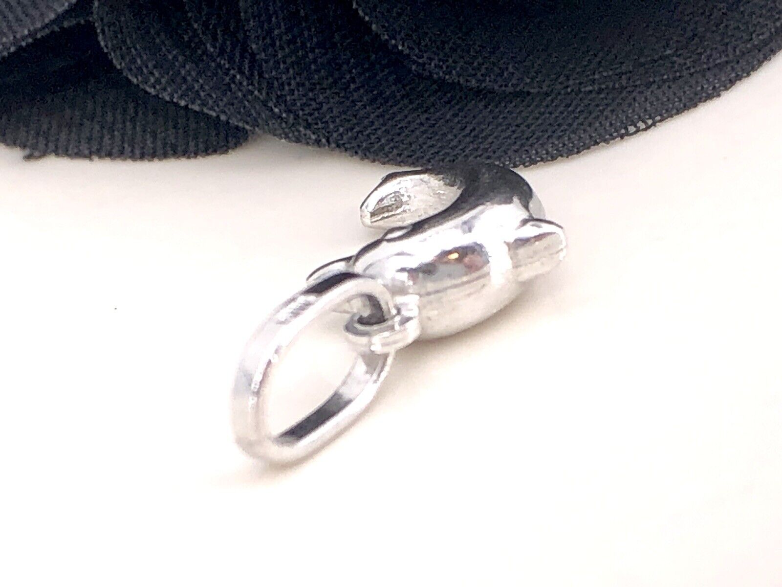 Jumping Dolphin Solid 14K White Gold Puffy 2 Sided Charm/Pendant, New