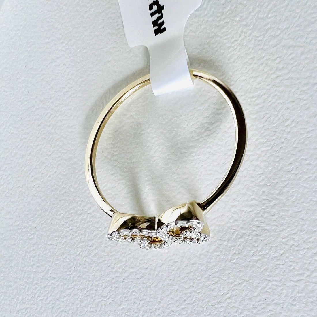 Solid 10k Yellow Gold Genuine Diamond Butterfly Cut-Out Ring, Size 7