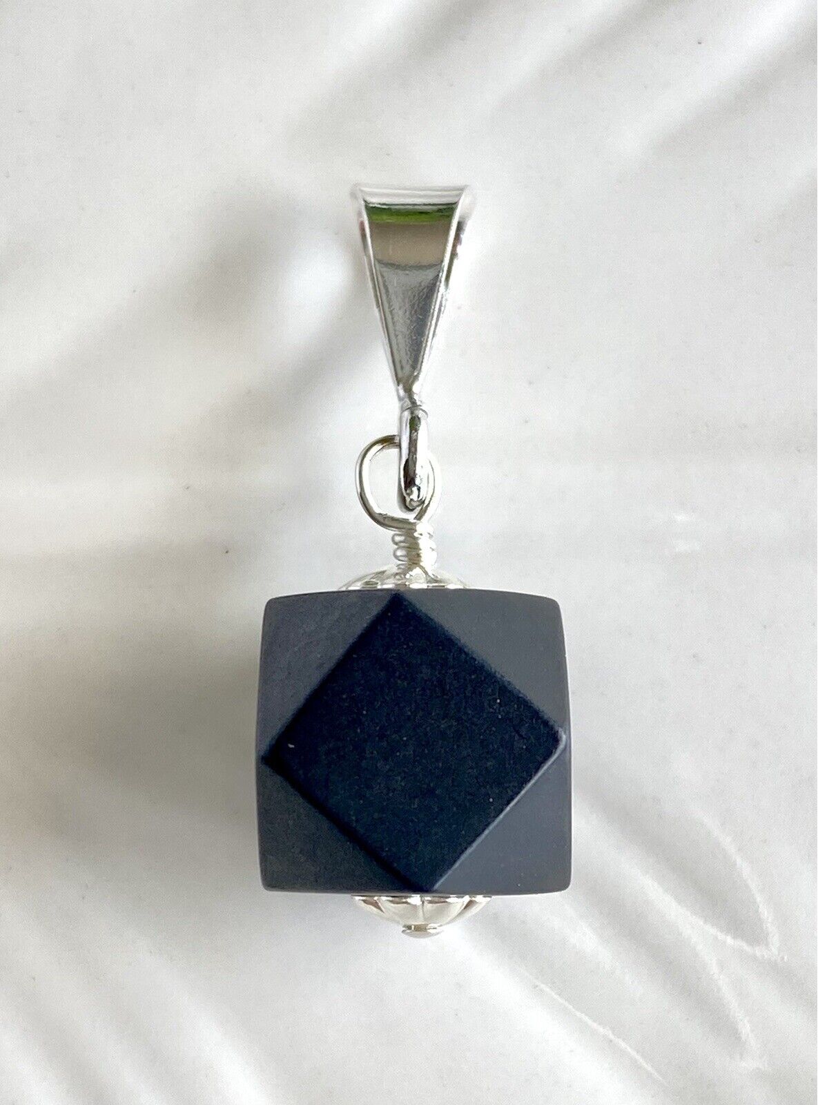 Genuine Azabache/Jet (10mm) Sterling Silver Pendant, New