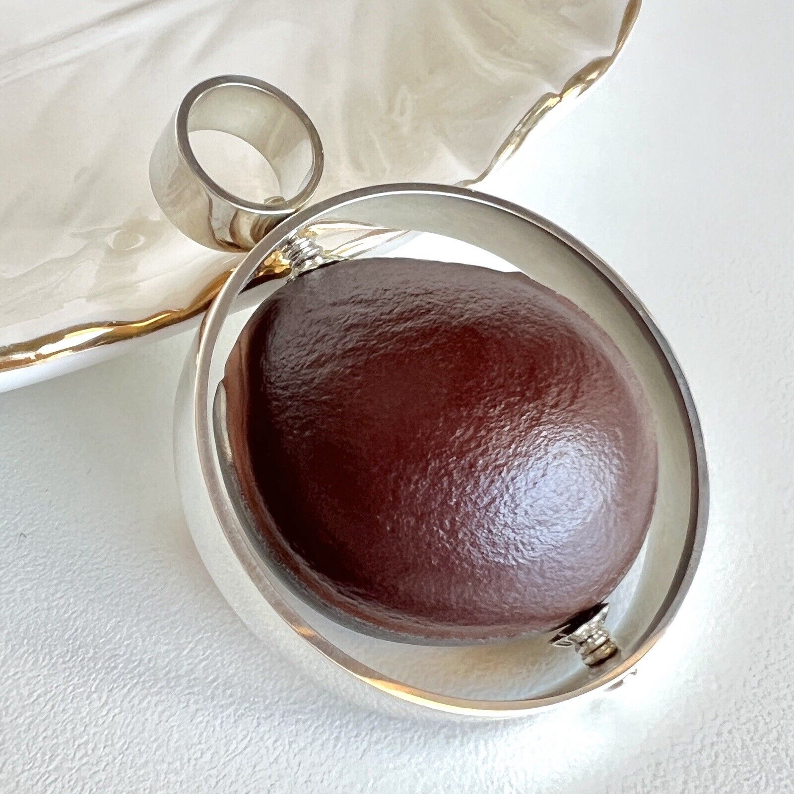 Ojo De Buey (Bulls Eye) Sterling Silver Spinner Pendant, New, 1.6"