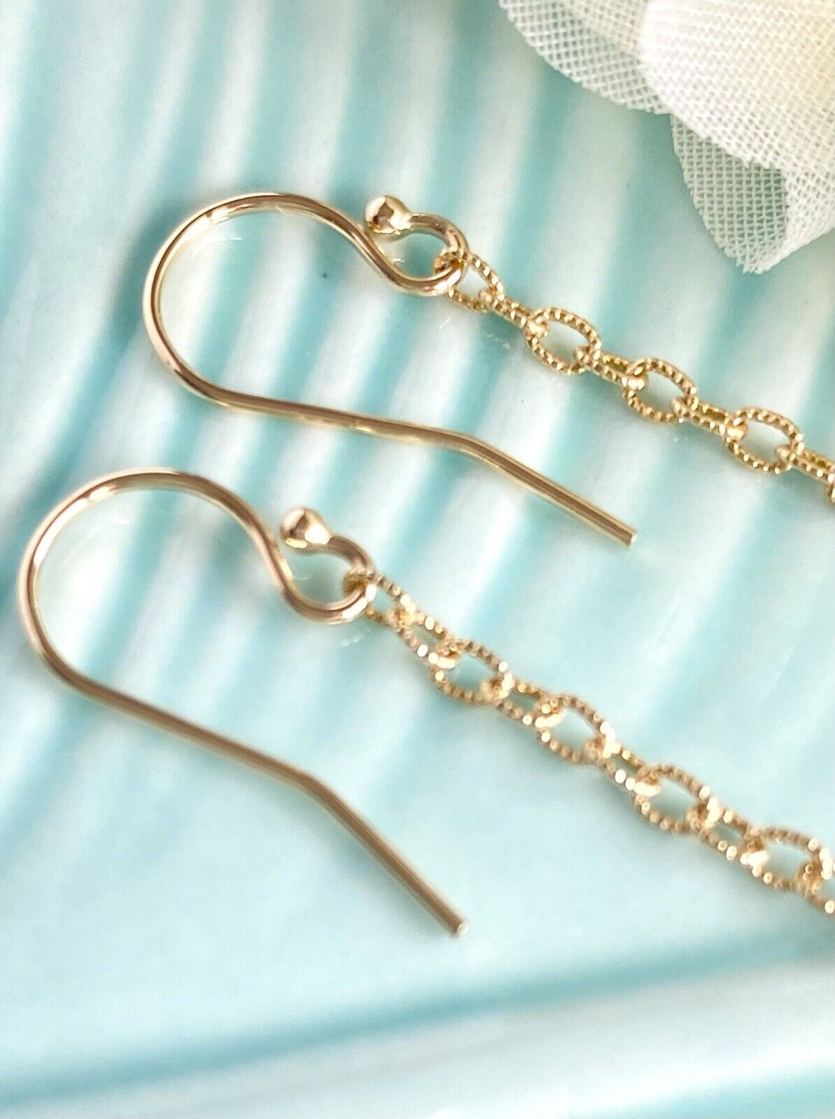 Genuine Opal & Solid 14K Yellow Gold Dangle Earrings, New, 2.68"