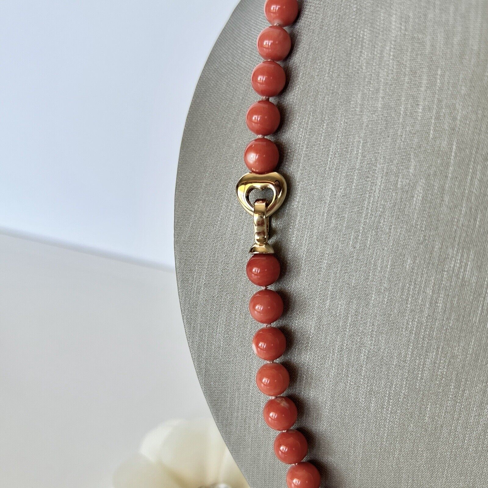 Natural No-Dye Genuine Salmon Coral (193ctw) Solid 14k Yellow Gold Necklace, 20"