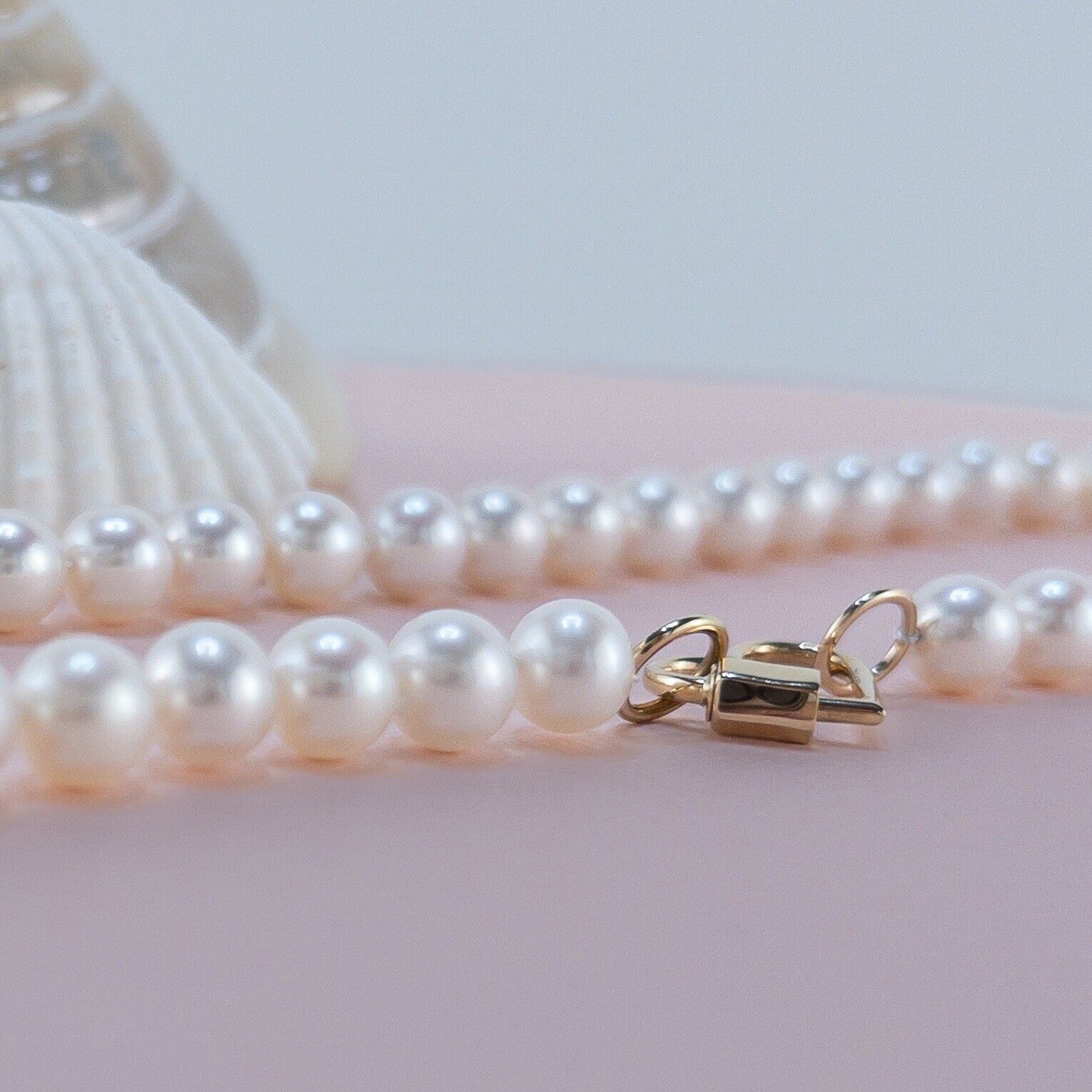 Genuine 7.5-8mm Cultured Pearl Solid 14k Yellow Gold Heart Necklace, New 16.5”