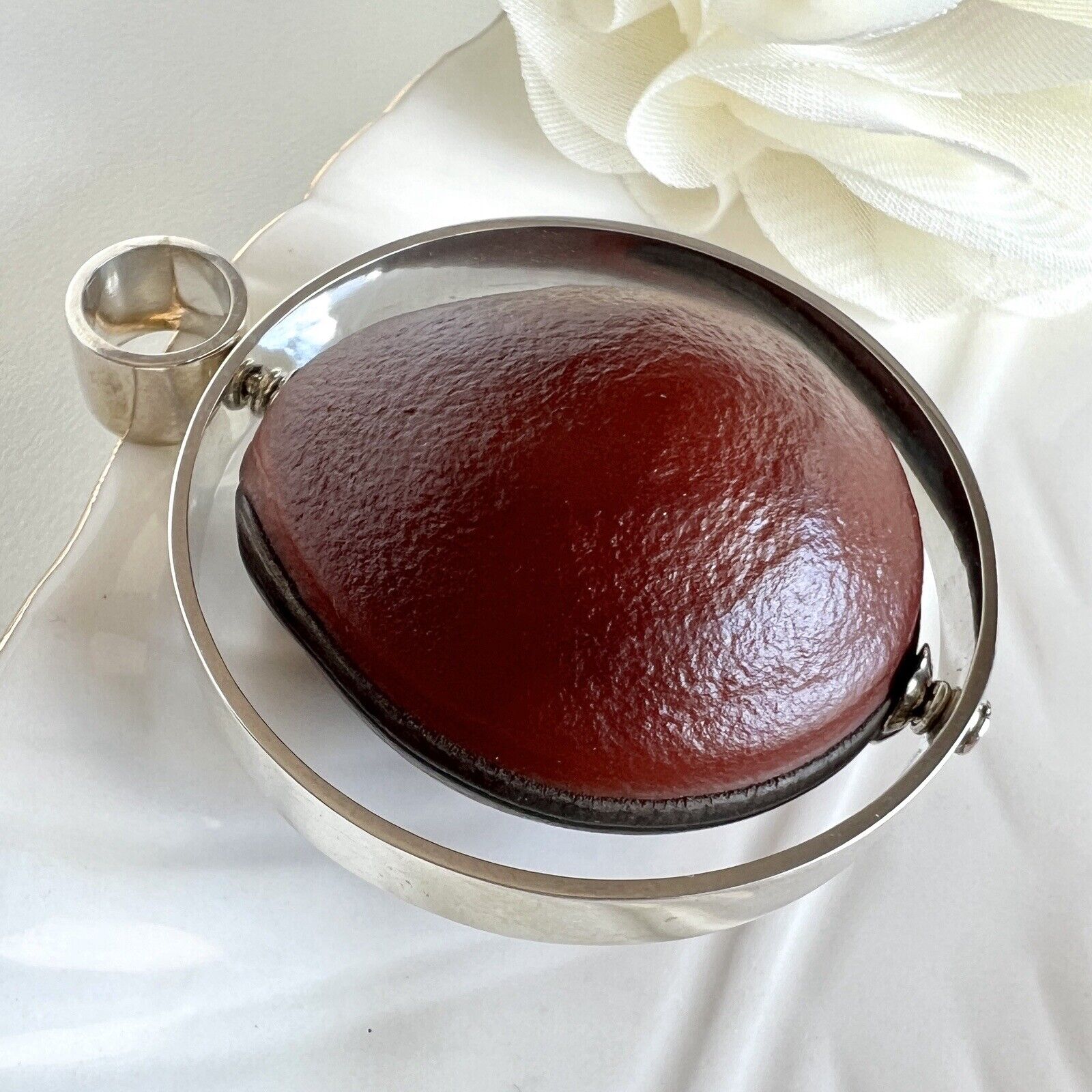 Ojo De Buey (Bulls Eye) Sterling Silver Spinner Pendant, New, 1.6"