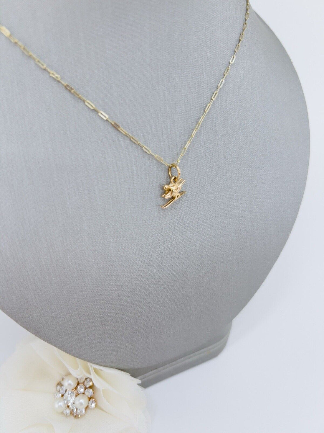 Vintage 14k Yellow Gold Downhill Skier Charm, Preowned