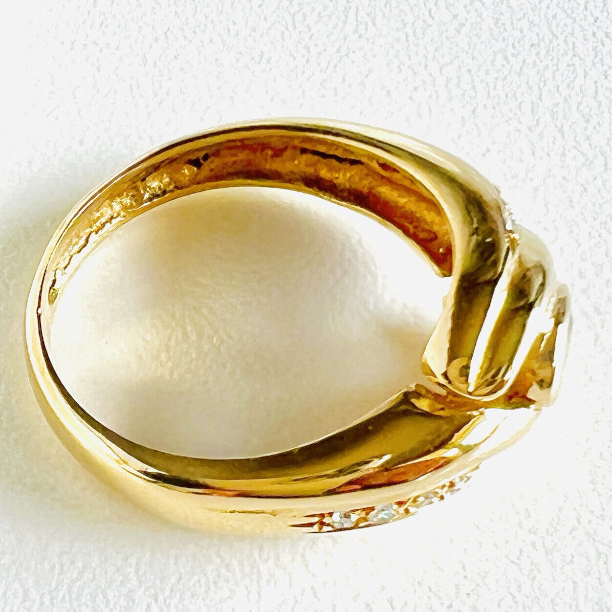 Solid 18k Yellow Gold Genuine Sapphire & Diamond Ring, Pre-owned Sz 6.75