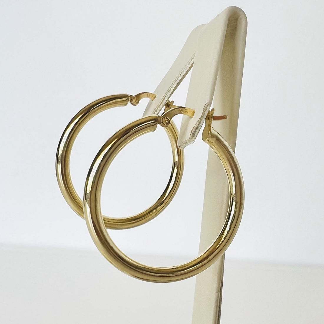 Solid 14k Yellow Gold 3mm Thick Hoop Earrings 30mm Diameter, New