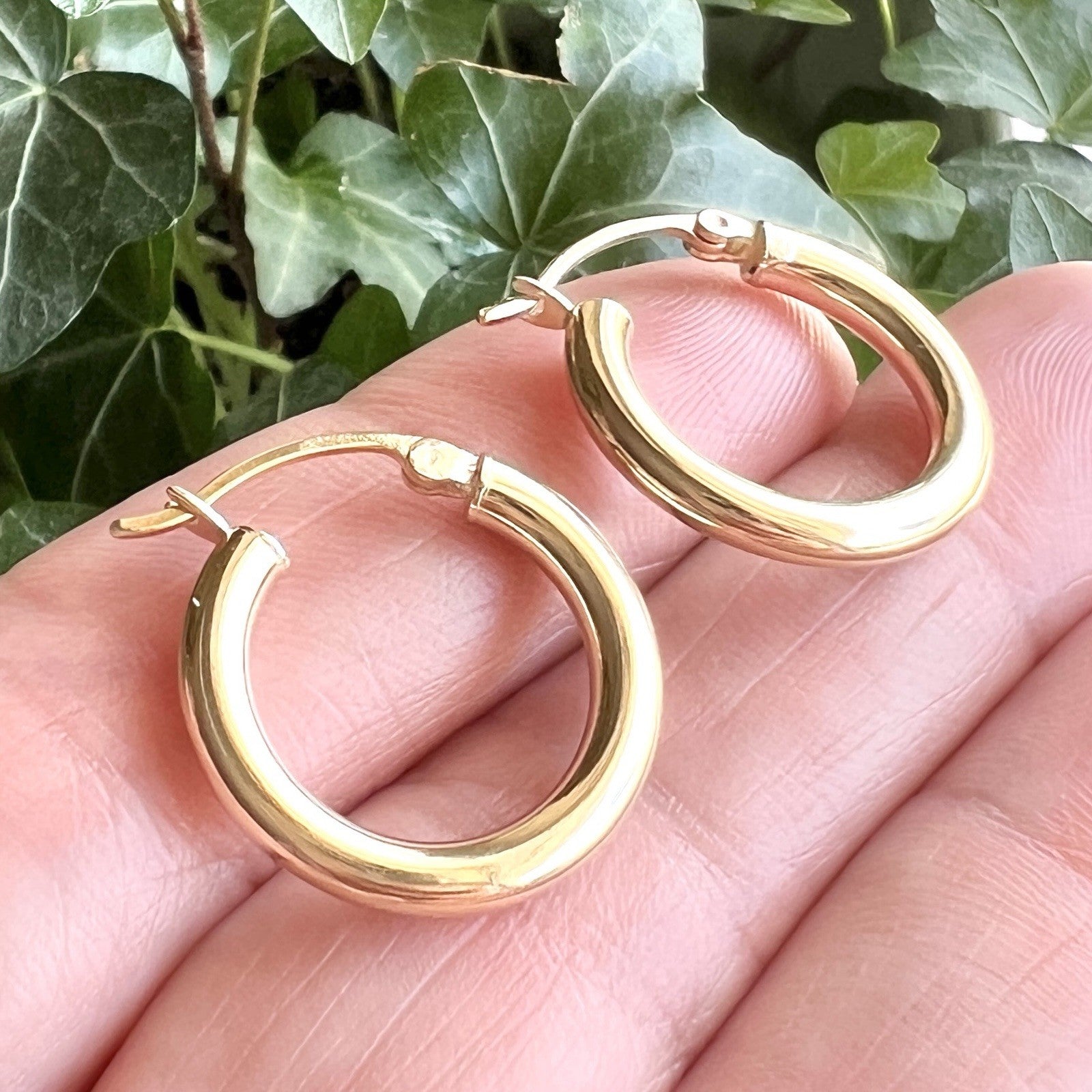 Solid 14k Yellow Gold 3mm Thick Hoop Earrings 20mm Diameter, New
