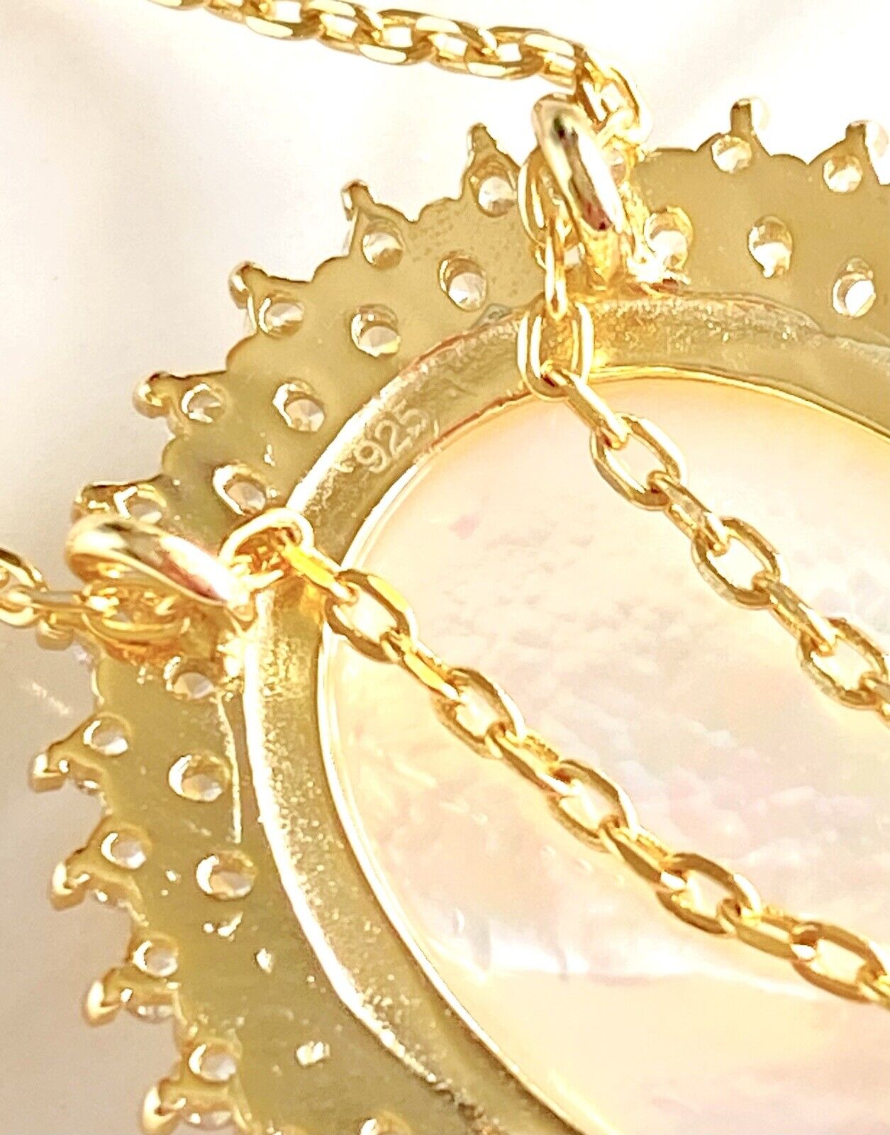 Sterling W/ Gold Overlay Thinking Angel/Cherub Pendant W/ Chain, 16-17", New