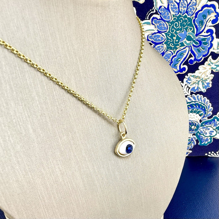 14k Blue Eye (Ojo) Pendant Charm, Newly Handcrafted