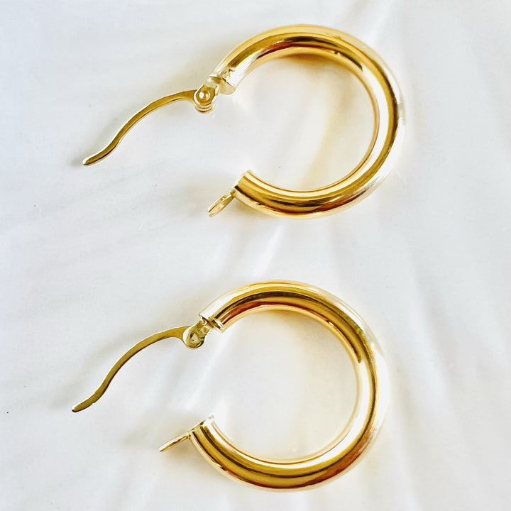 Solid 14k Yellow Gold 3mm Thick Hoop Earrings 20mm Diameter, New