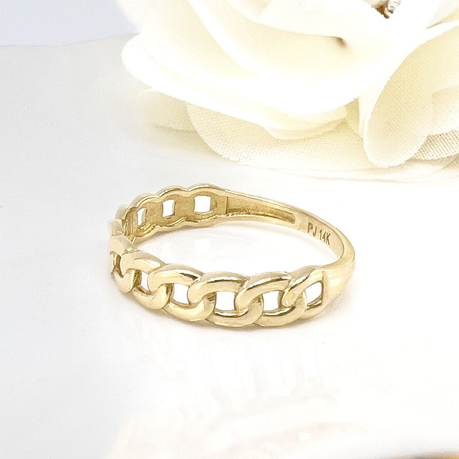 14k Yellow Gold Cuban Curb-Link (4.75mm) Ring, New, Size 7.5