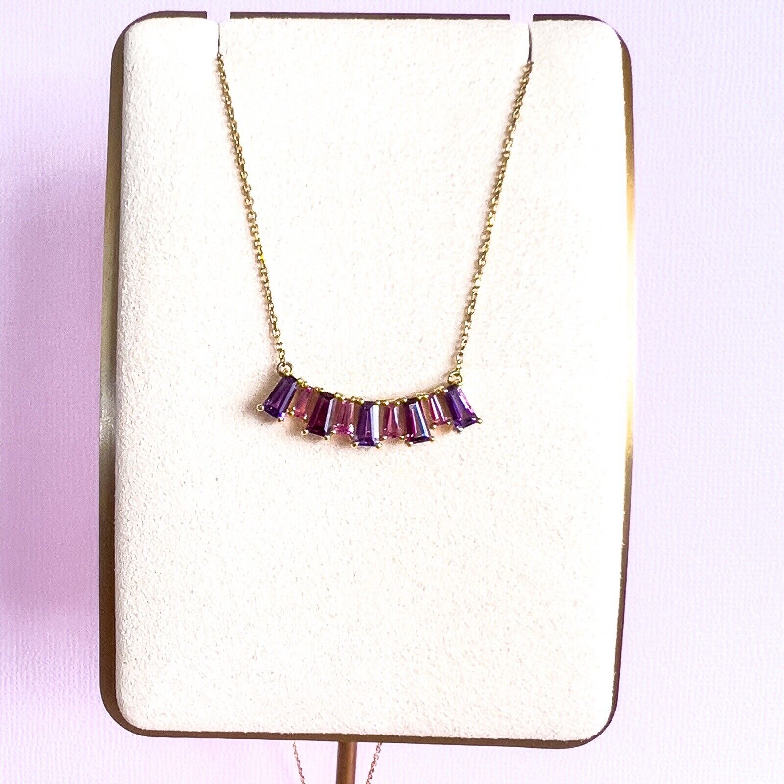 10k Yellow Gold Genuine Garnet & Amethyst Pendant Necklace