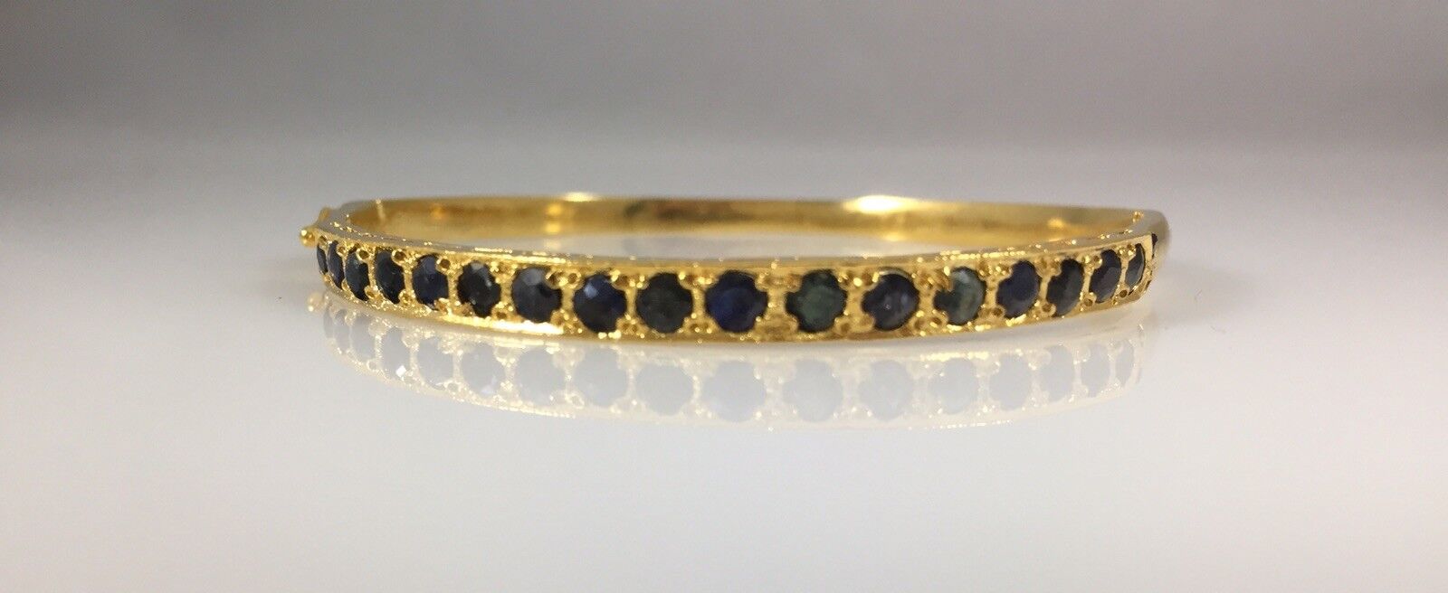 Fine Genuine Gemstone 22k Heavy Electroplated Bangle Bracelet (1.75ctw), New