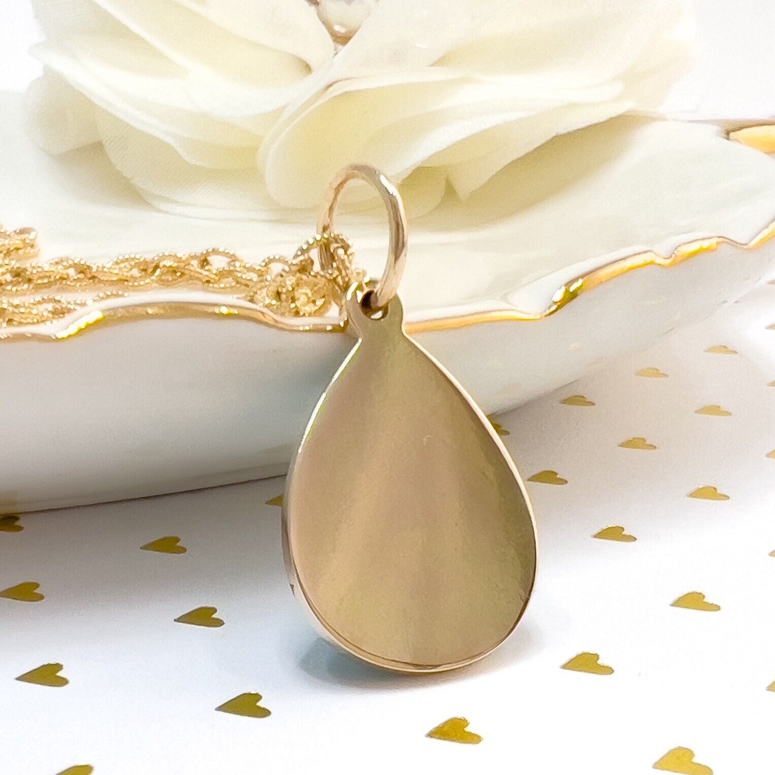 Natural Persian Turquoise 14k Yellow Gold Drop Pendant, Unisex, Handcrafted