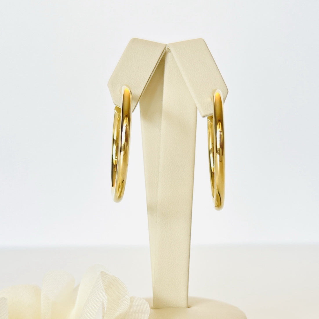 Solid 14k Yellow Gold 3mm Thick Hoop Earrings 30mm Diameter, New