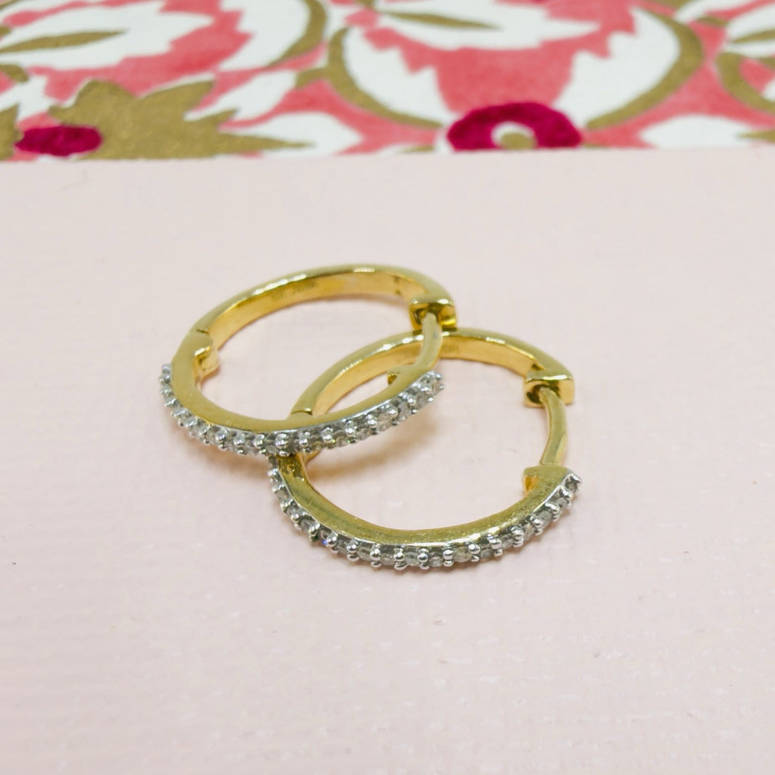 10k Yellow Gold Genuine Diamond Huggie Hoop Earrings, New