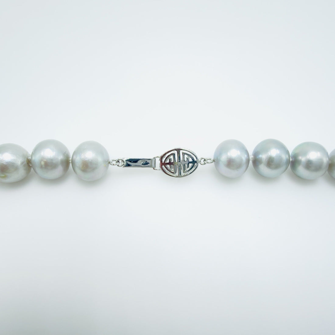 14k White Gold and Genuine Silver Cultured Pearl 10.5-11.5mm Necklace, 17.5" New