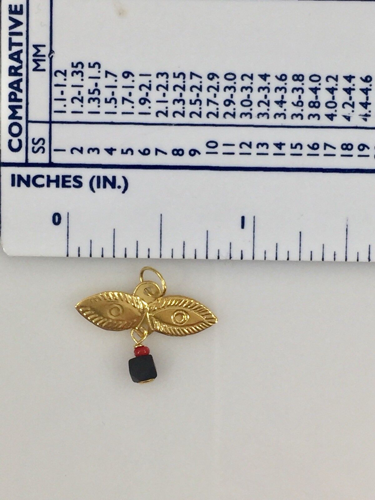 Dije Ojos De Santa Lucia, Azabache Genuino,Solid Yellow Gold, Eye Amulet Pendant