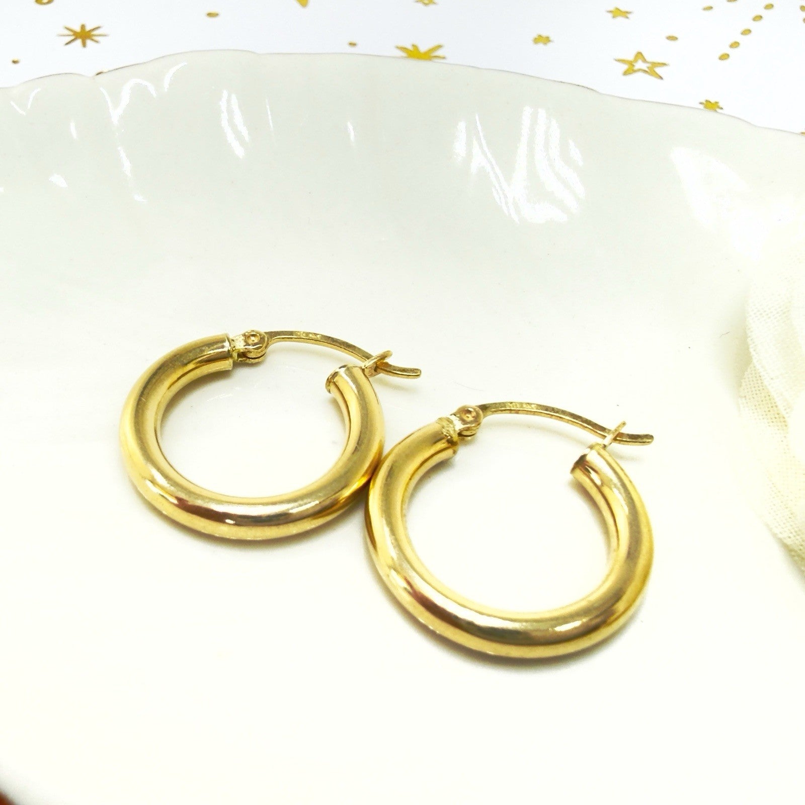 Solid 14k Yellow Gold 3mm Thick Hoop Earrings 20mm Diameter, New