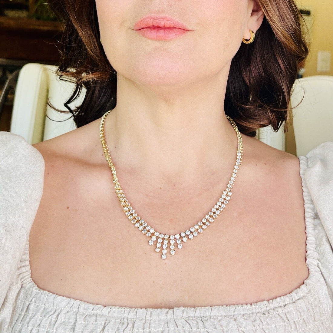 Gorgeous Vintage Cubic Zirconia "Cleopatra" Necklace, 19" New