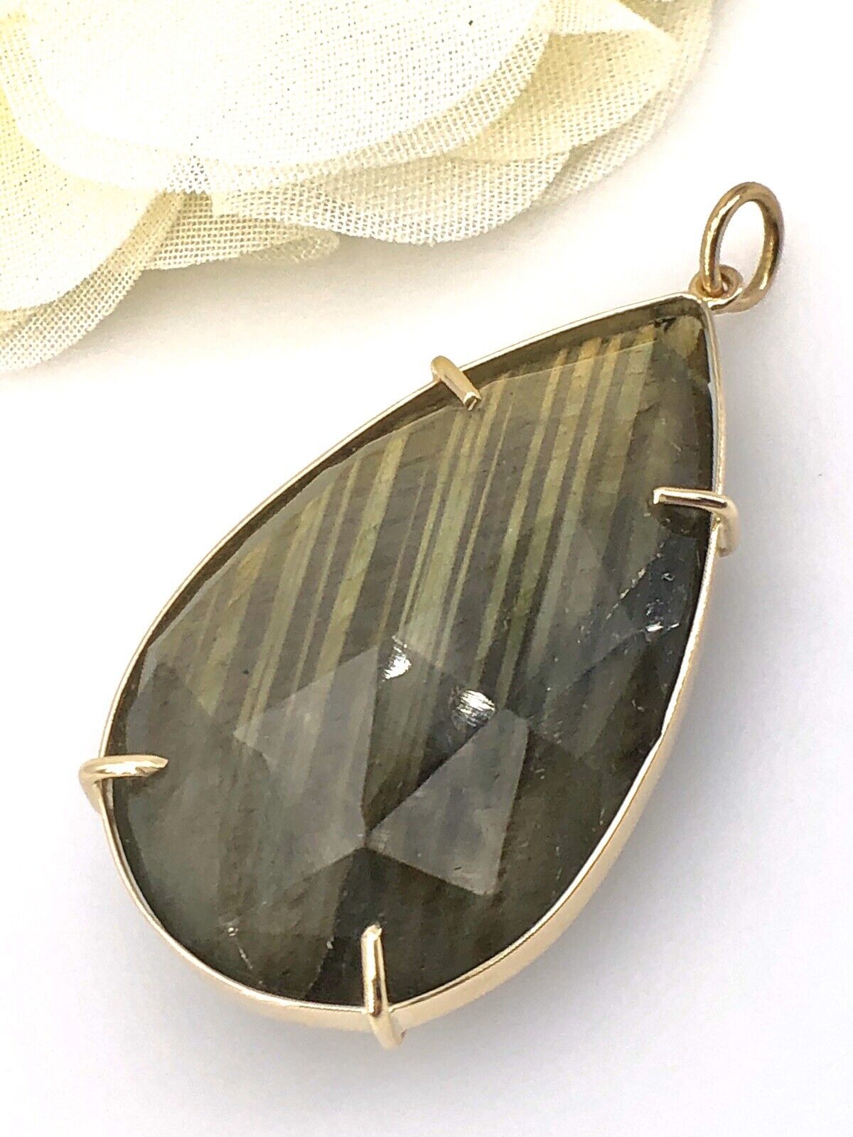 Fabulous! Large (43.5ctw) Natural Labradorite Drop Pendant, New 1.4"