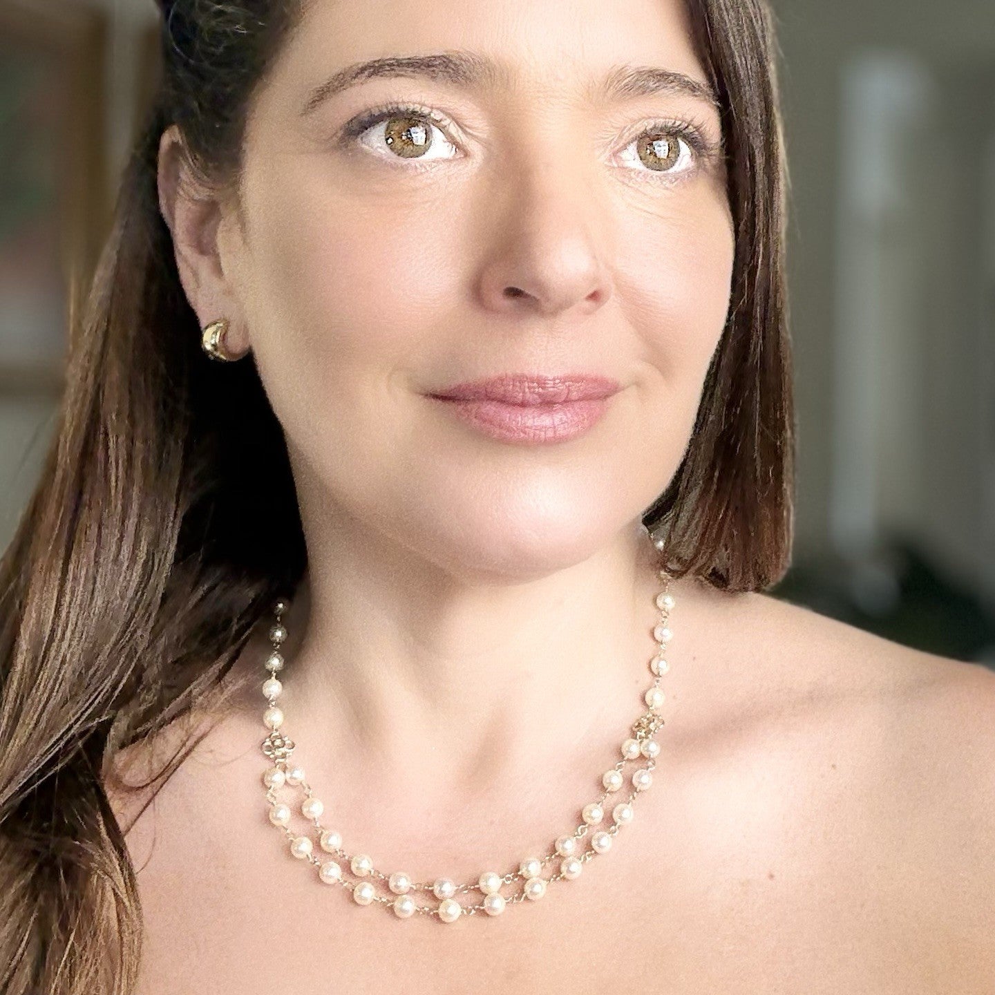 14k Yellow Gold Genuine Akoya Cultured Pearls Handcrafted Necklace, 17-18.75"