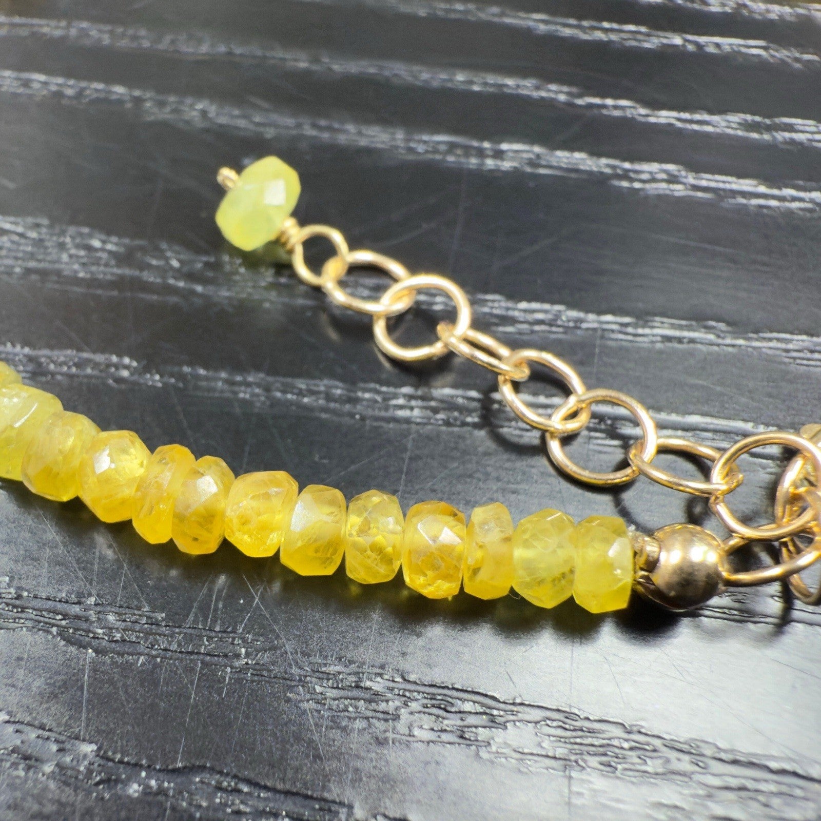 14k Yellow Gold Yellow Sapphire Bracelet, Adjustable 6.75-7.75", New