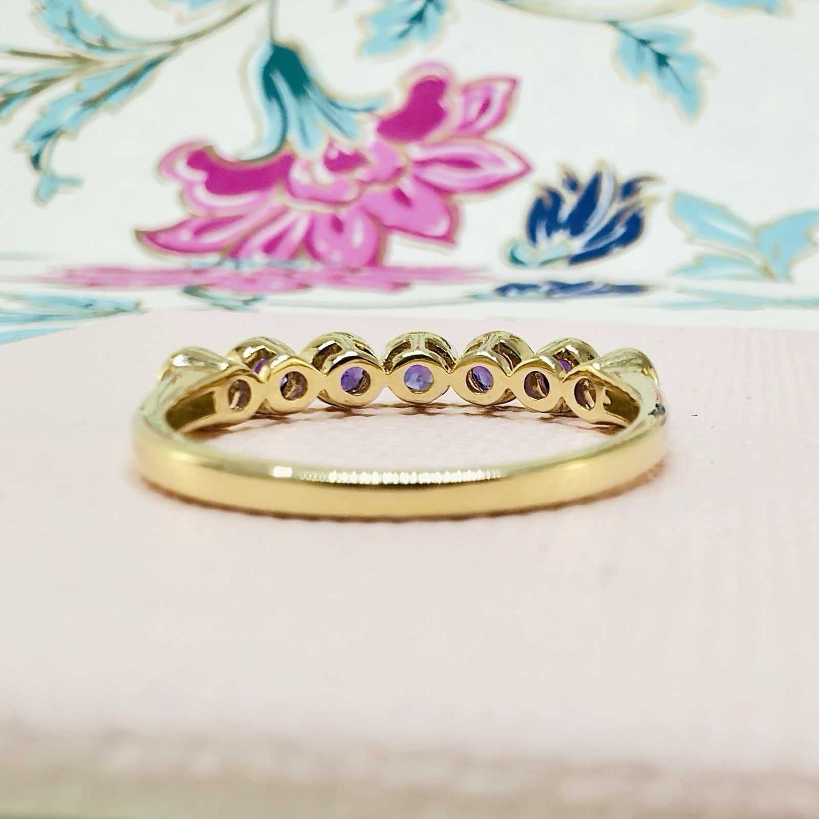 10k Yellow Gold Genuine Amethyst Ring Band, New, Sz 8.75