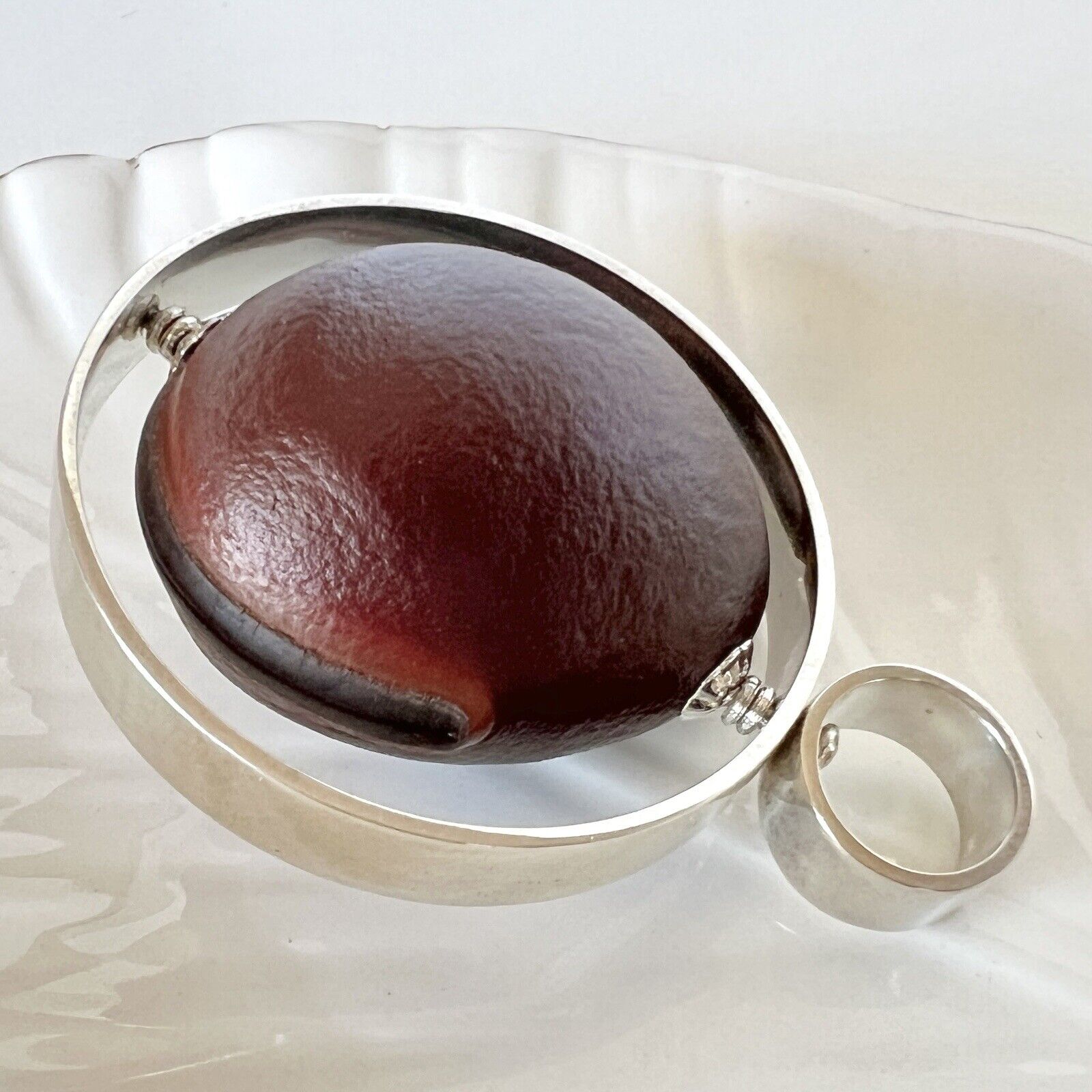 Ojo De Buey (Bulls Eye) Sterling Silver Spinner Pendant, New, 1.6"