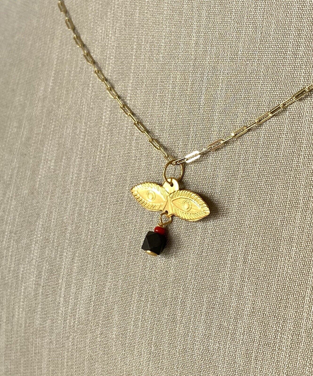 Dije Ojos De Santa Lucia, Azabache Genuino,Solid Yellow Gold, Eye Amulet Pendant