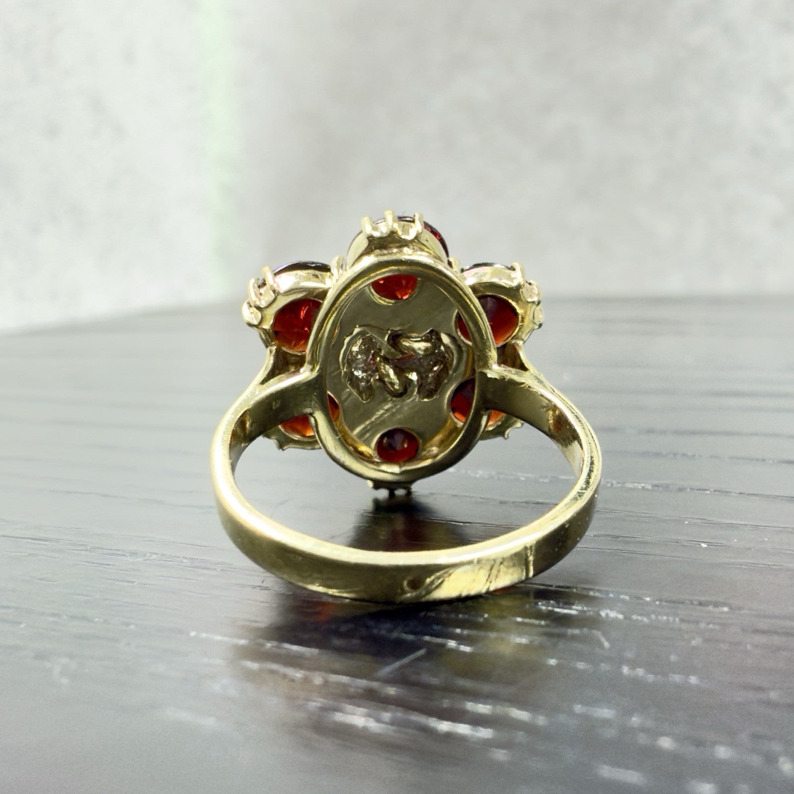 Vintage 10k Yellow Gold Genuine Garnet & Pearl Ring, Size 4
