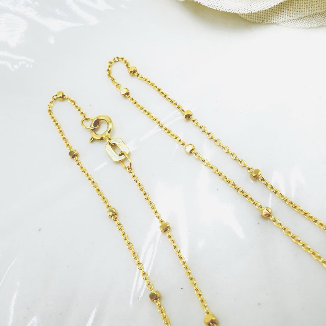 14k Yellow Gold Diamond-Cut Ball Station Chain, 18", New