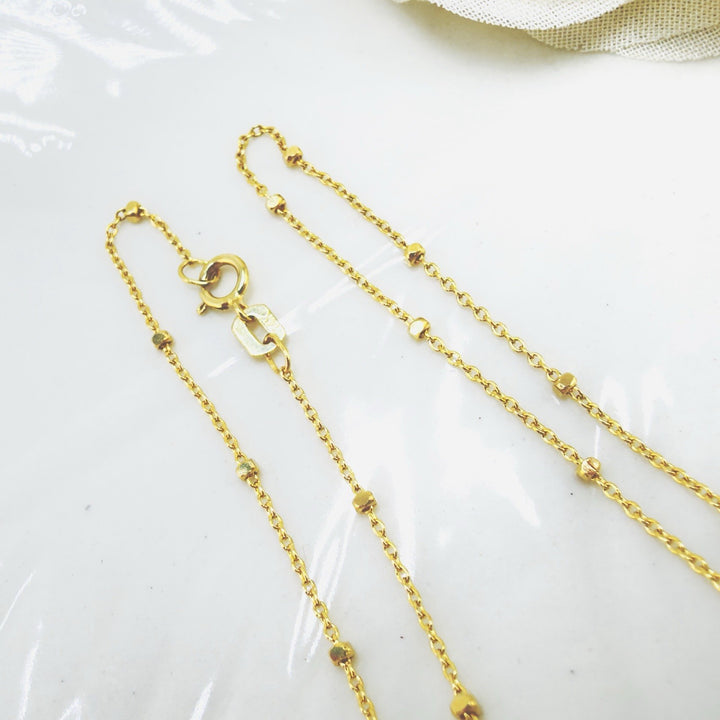 14k Yellow Gold Diamond-Cut Ball Station Chain, 18", New