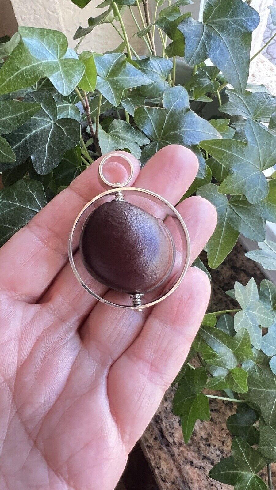 Ojo De Buey (Bulls Eye) Sterling Silver Spinner Pendant, New, 1.6"