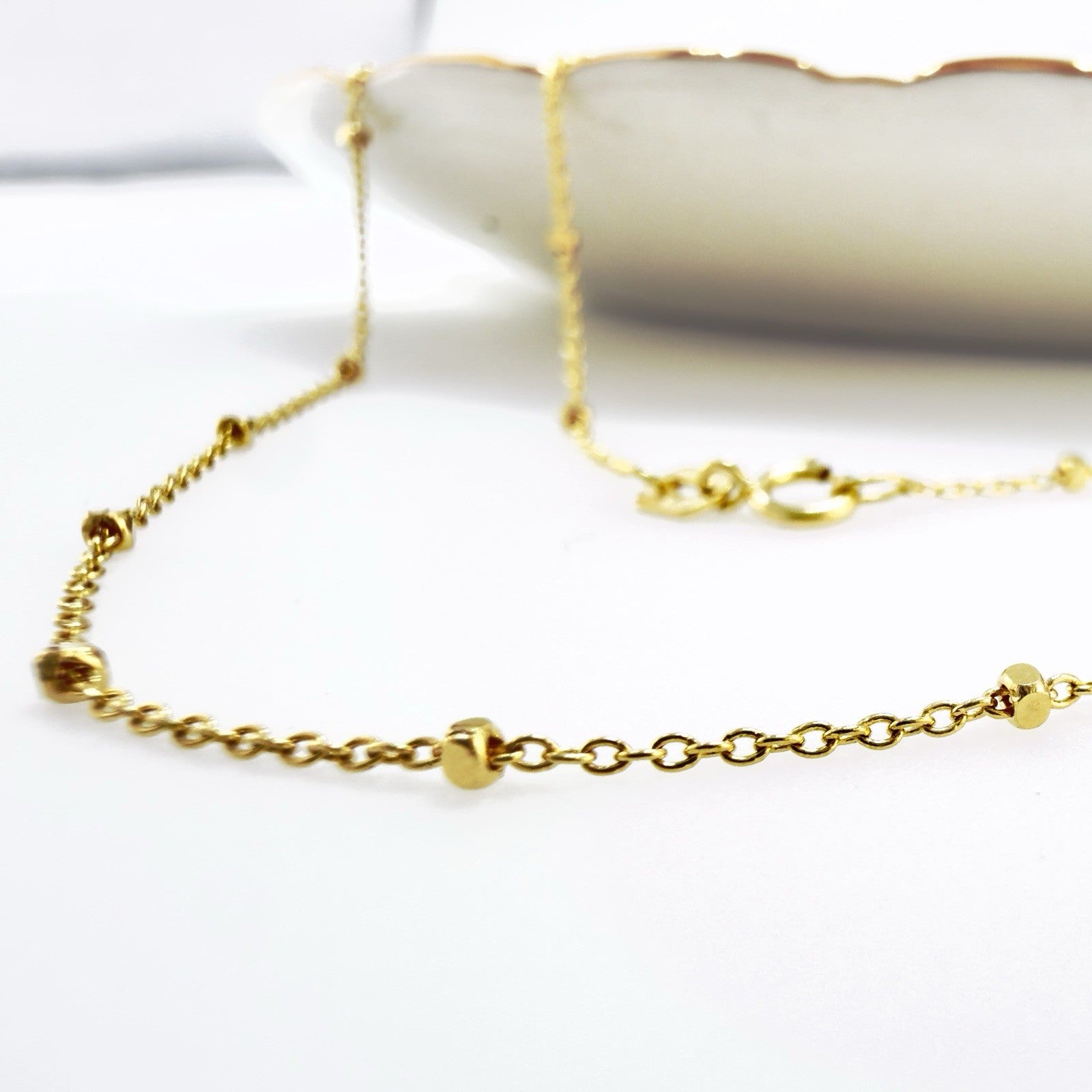 14k Yellow Gold Diamond-Cut Ball Station Chain, 18", New