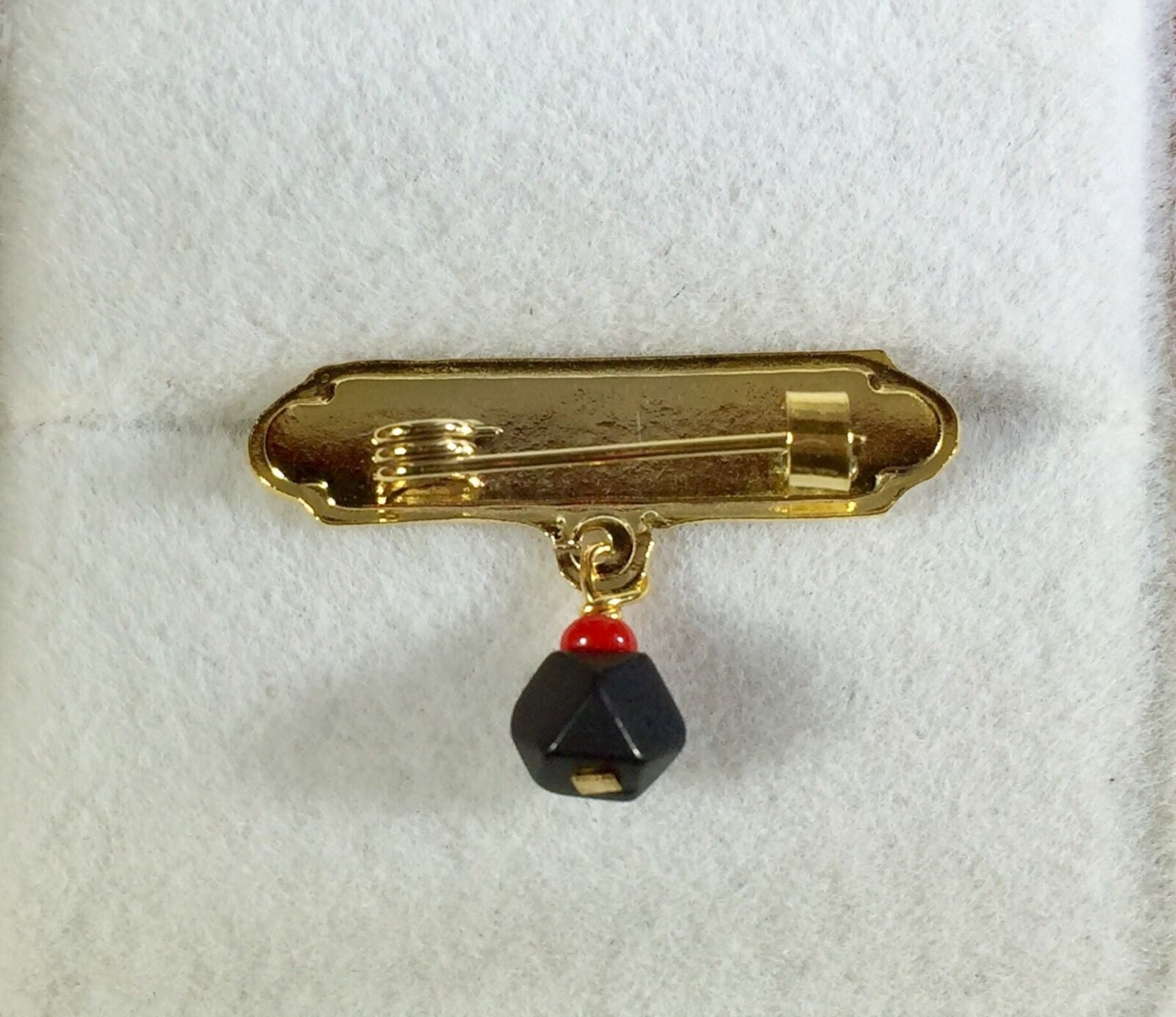 God Bless Me Pin, Solid Gold & Genuine Azabache, Brand New