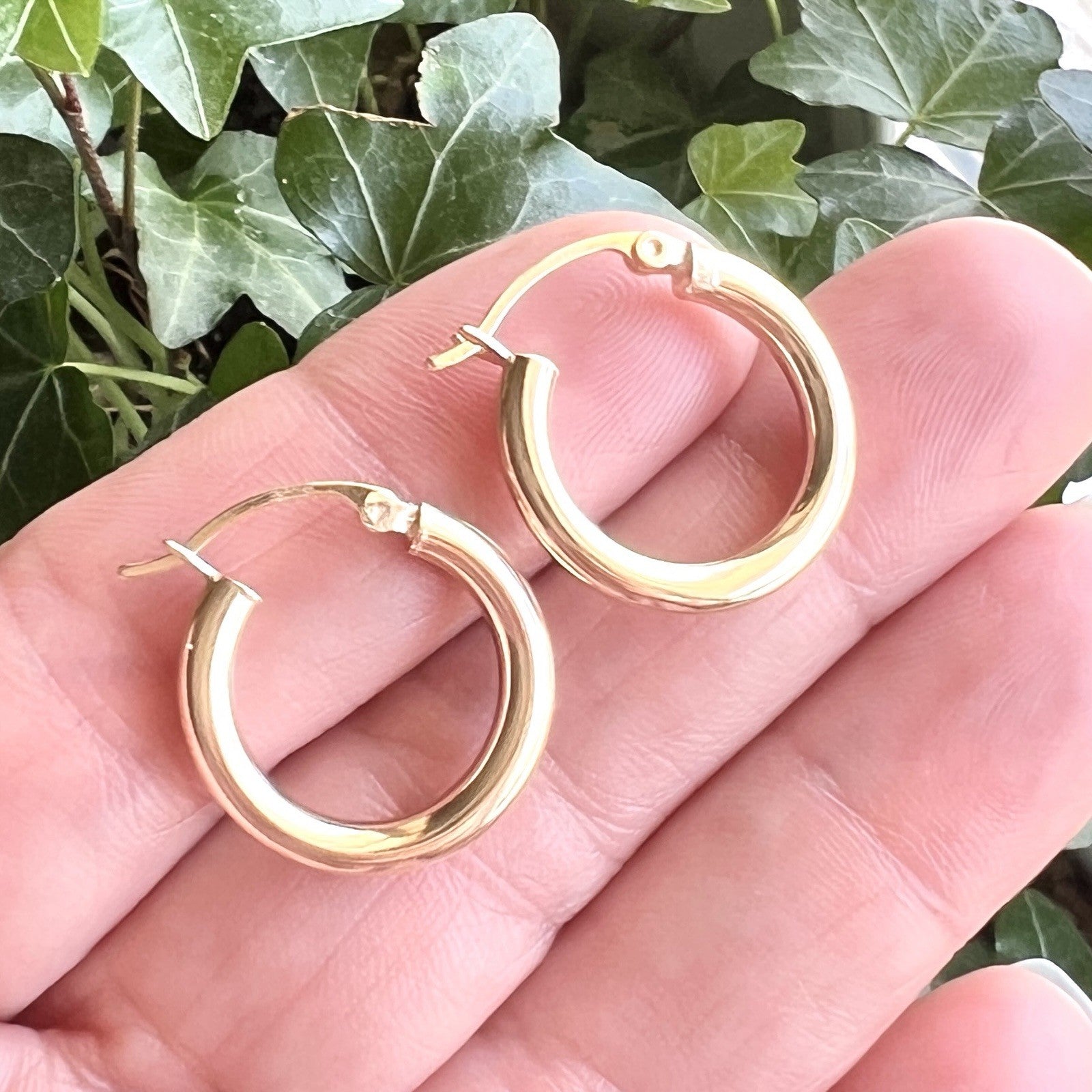 Solid 14k Yellow Gold 3mm Thick Hoop Earrings 20mm Diameter, New